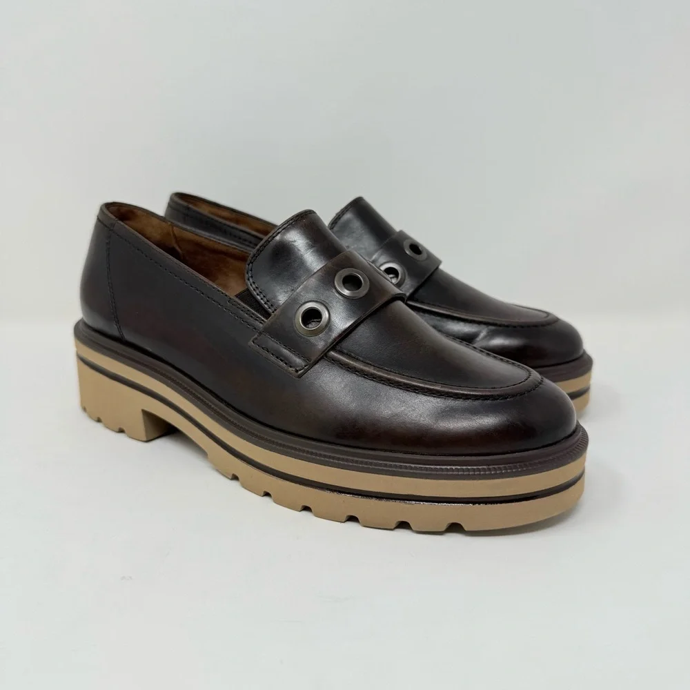 New Paul Green Billie Loafer Tobacco Brushed Leather Sz 7